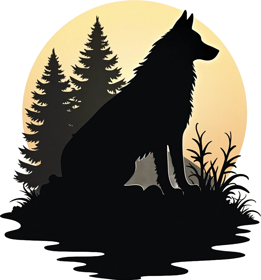 Wolf Silhouette in the Moonlight